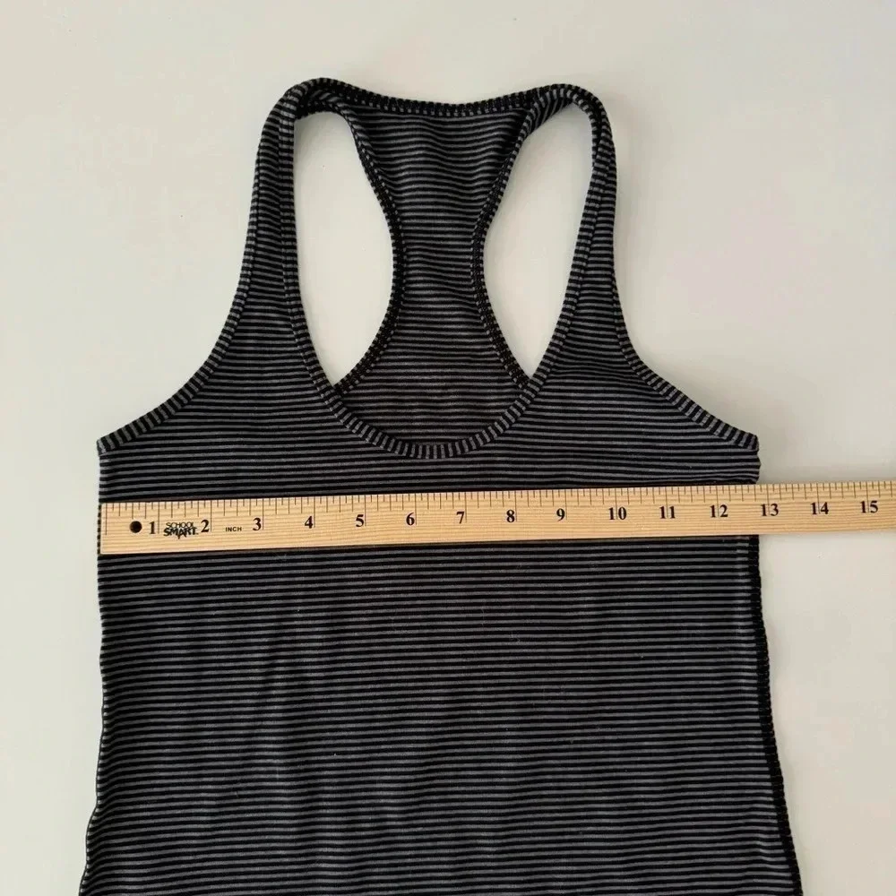 Lululemon Cool Racerback Tank Mini Pop Stripe Black / Heather Slate size 4